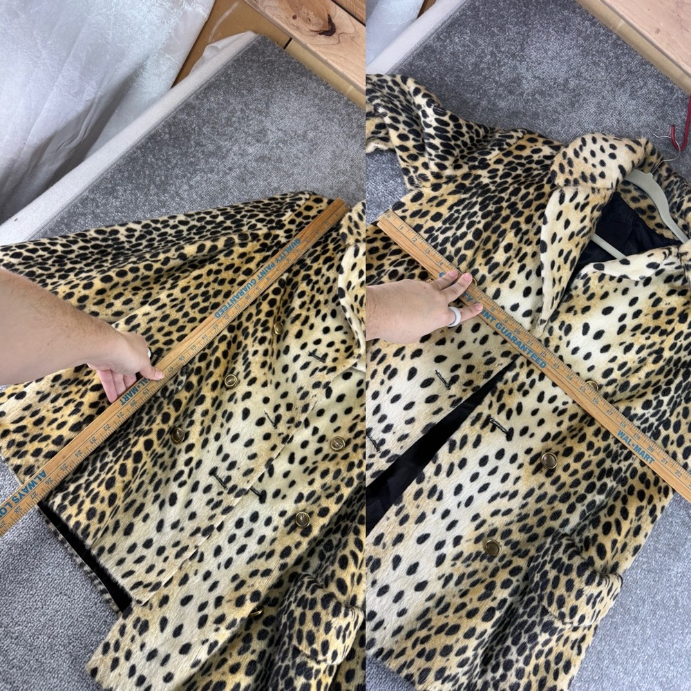 Vtg Halldon Ltd Leopard Cheetah Print Faux Fur Coat MCM Jacket Womens M? 60s - Picture 16 of 16